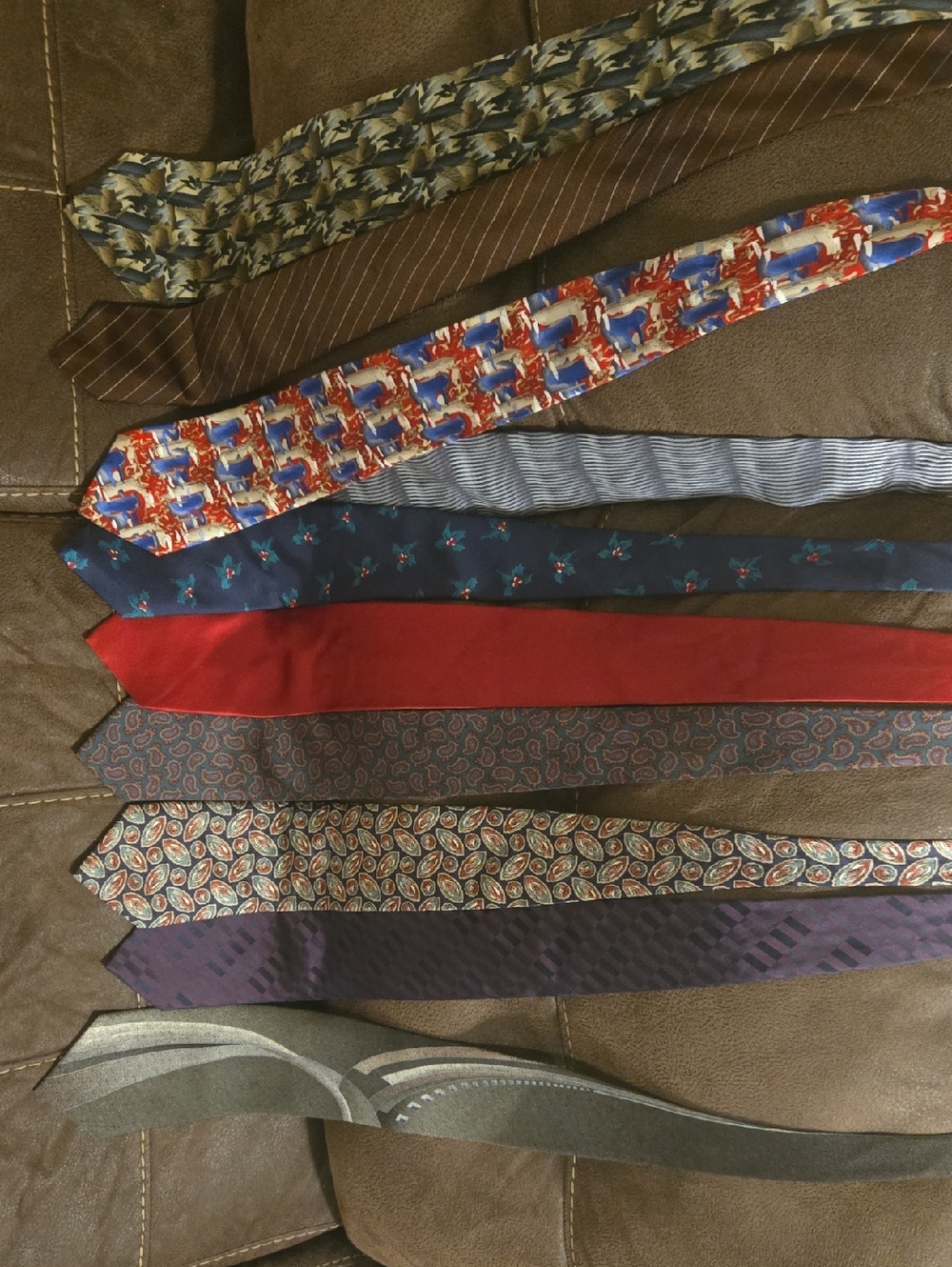 100% Silk Assorted Men's Neckties - Red, Blue, Navy, Brown, Gray